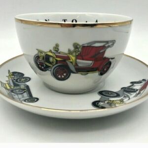 Vintage Car Themed Cup and Saucer Set